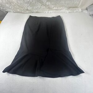 Jemma Black Midi Skirt Ruffle Hem Flounce Detail Knee Length Size L